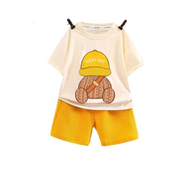 Conjunto de Ropa nueva para niños, ropa holgada informal para niños, gofres de manga corta para bebé, venta al por mayor de verano