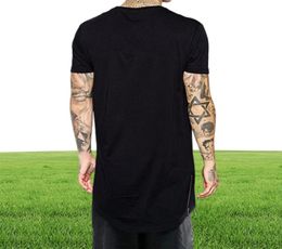 Nouveaux vêtements pour hommes noirs longs t-shirt zipper hip hop longline extra longue longueur tops tee tshirts for hommes tshirt7252123