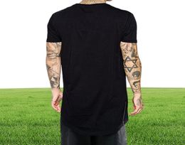 Nieuwe Kleding Heren Zwarte lange t-shirt Rits Hiphop longline extra lange lengte tops tee t-shirts voor mannen lange tshirt2720676