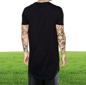 Nouveaux vêtements hommes noir long t-shirt fermeture éclair Hip Hop palangre extra longue longueur hauts t-shirts pour hommes grand tshirt5670641