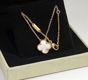 Nuevo collar de trébol colgante perla madre acero inoxidable chapado 18 K mujer niña día de San Valentín día de la madre compromiso joyería regalo al por mayor