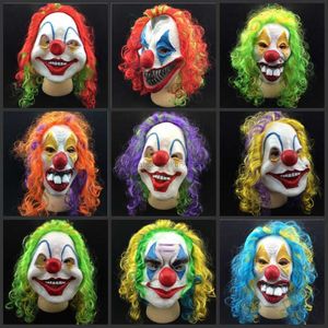 Nieuw clown masker Long krultjes kleurrijk haar latex masker carnaval Halloween Mask Masquerade Party Party Costume Gratis verzending