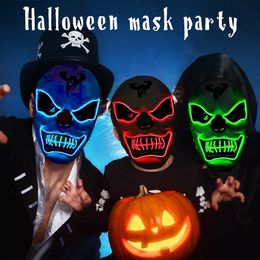 Nouveau Clown Party Masques Glowing LED Masque Halloween Horror Mask Party Carnaval Neon Masquerade Club Props 905