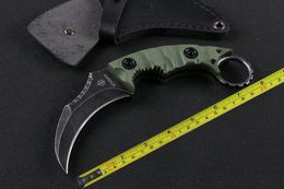 Envío gratis NUEVO CNC Piedra de lavado D2 Hoja G10 Manija Full Tang Hunting Karambitl Cuchillo de garra C19