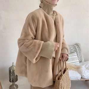 Nieuwe jas 2022 Wild Elegant Lady Fake Mink Cashmere Retroan Vintage Faux Fur Weed Spring Winter Fashion Women's Jackets Tops T220716