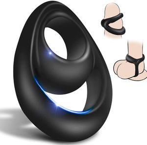 Nouveau Cockring anneaux de pénis double anneau de pénis civière Scrotum agrandisseur de bite Silicone retard d'éjaculation jouet sexy pour hommes