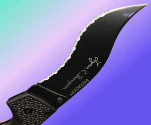 Nuevo cuchillo plegable de supervivencia Voyager de acero frío Hoja dentada negra Utilidad Caza Cuchillos de bolsillo tácticos Camping al aire libre EDC Mult1247675