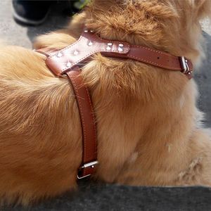 Nouveau collier réglable à pointes cloutées Rivets en cuir PU chien harnais pour animaux de compagnie collier de marche laisse pour Pitbull Mastiff HG99 201126242t
