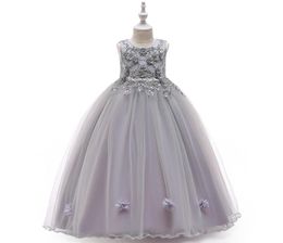 Nueva colección Vestido largo para niños Un vestido de princesa gris con cuentas chicas chicas chicas039 vestidos de concurso vestidos de pelota buen trabajom4090146