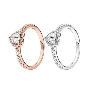 Nueva colección, anillo de corazón elegante y brillante, anillos solitarios de diamantes de circonita de diseñador para mujer
