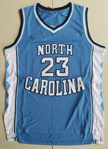 New College Basketball Jerseys Team North Carolina # 23 Jersey Azul Blanco y negro Color Tamaño S-XXL Cosido Todos los jerseys