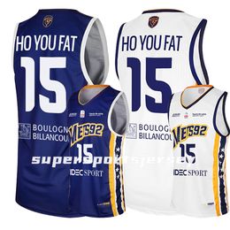 NEW College Basketball Wears Steeve Ho You Fat French Basketball Metropolitans 92 # 15 Purple Jersey Maillots Hommes Femmes Jeunesse Metro