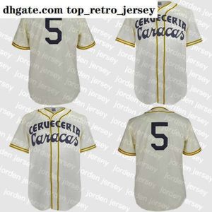 NIEUW College draagt Cerveceria Caracas 1952 Home Jersey Shirt Custom Mannen Vrouwen Jeugd Honkbal Jerseys Elke naam en nummer Double Stit