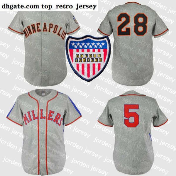 New College porte Minneapolis Millers 1944 1951 Jersey Men de douane Femme Jolie Baseball Jerseys tout nom et numéro Double Stit