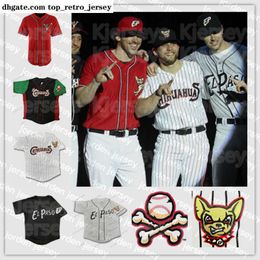 NIEUW College draagt Vintage JEUGD El Paso Chihuahuas Jersey Home Road Baseball Jerseys Aangepaste 100% Borduur Wit Grijs Shirts Stitc