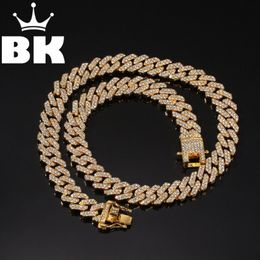 Nouvelle couleur 12mm 2 lignes chaînes à maillons cubains collier mode Hiphop bijoux strass glacé colliers pour hommes T200824251h