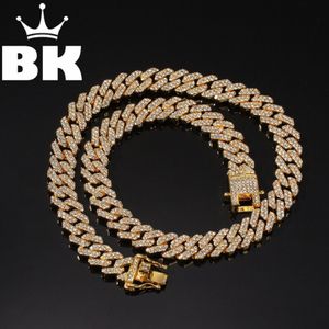 Nieuwe Kleur 12mm 2 Lijnen Cubaanse Schakelkettingen Ketting Mode Hiphop Sieraden Steentjes Iced Out Kettingen Voor Mannen Q1129347U