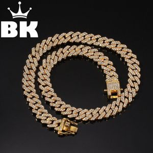 Nuevo Color 12mm 2 líneas collar de cadenas de Eslabones cubanos joyería de moda Hiphop diamantes de imitación collares helados para hombres Q1129274E