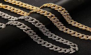 Nouvelle couleur 20mm chaînes à maillons cubains collier mode Hiphop bijoux 3 rangées strass glacé colliers pour hommes T2001138979240