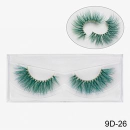 Neue Farbe 3D Luxus Nerz Wimpern natürliche lange individuelle dicke flauschige bunte falsche Wimpern Make-up Verlängerungswerkzeuge 9D26-9D49