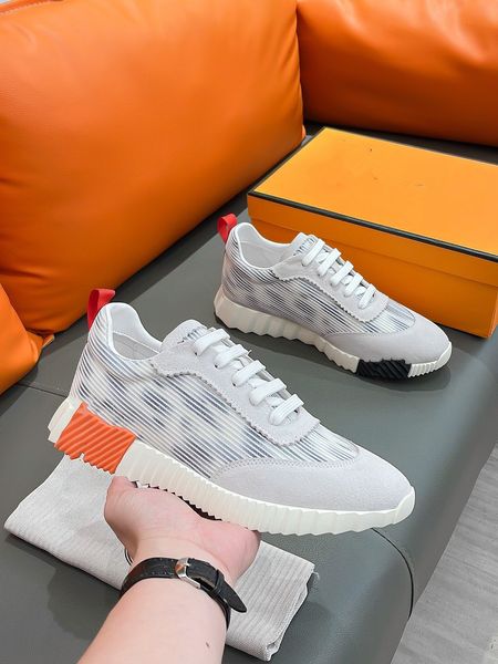 Nouvelle couleur Marque Hommes Rebondissant Sneaker Chaussures En Cuir De Veau En Daim Blanc Noir Bleu Runner Sports Chèvre Semelle Légère Baskets Basses En Gros Marche Avec Boîte