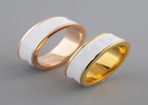 Nouvelle couleur émail V anneau mode luxe couple bague de mariage concepteur pour hommes femmes haute qualité 316L titane acier bijoux4243722