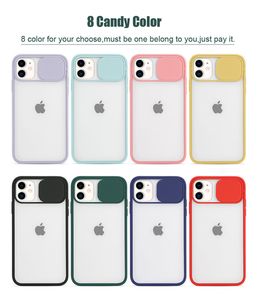 Couleur Givrée Translucide Antichoc Objectif Slide Phone Cases Couverture Pour iPhone 13 12 11 SE iPhone11 pro Max XR 8 7 Plus 6s Slide Camera Hard Case