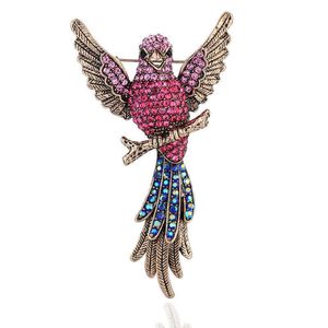 Broche de colibrí de diamantes completo de nuevo color, broche de pájaro animal de dibujos animados de alta calidad, accesorios de pin para abrigo