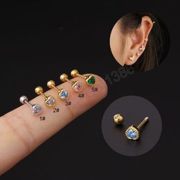 Nova cor amor zircão brincos de haste fina para mulheres coreano simples versátil piercing brincos pêssego coração parafuso bola orelha studs