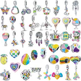 Nouveau coloré Animal coeur breloques perle balancent pendentifs ajustement Bracelet européen Bracelet bricolage femmes bijoux cadeau