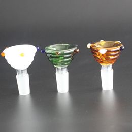 Bols en verre colorés à double pont Pièces de narguilés 14mm 18mm Bol à tête de taureau en forme de champignon pour accessoires de fumer