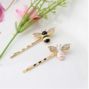 Nieuwe Kleurrijke Meisjes Haarspeldjes Flying Bee Haar Clip Pins Leuke Roze Zwart Haar Sieraden Strass Haaraccessoires Haarspelden GB215w