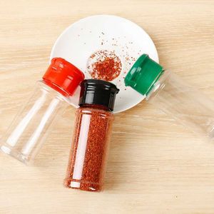 Nouveau couvercle coloré cuisine Condiment Cruet conteneur de stockage pot à épices Transparent sel et poivre assaisonnement bouteille étagère à épices