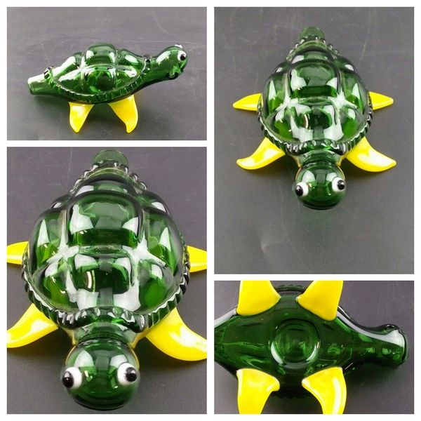 Nuevo colorido Pyrex Glass Bong Pipa para fumar Tortuga Forma de tortuga Decoración oculta portátil Diseño innovador Torta caliente de alta calidad