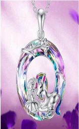 Nouvelle licorne colorée Crystal Tree of Life Collier pendentif Unicorn Fashion Fashion Fivedpieted Star Accessoires une variété de couple Colla5771119