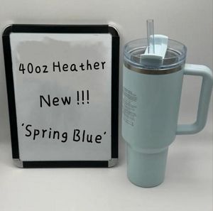 Nieuwe kleuren US Stock Spring Blue Tie Dye Roze Quencher Tumblers H2,0 40oz roestvrijstalen bekers met siliconengreep en stro -auto mokken waterflessen verkopen goed