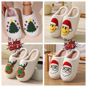 Nouveau Confortable Maison Mignon Dessin Animé Père Noël Couples Chaud Coton GAI Noël Designer Elk Belle Épaisse Peluche Unisexe Hiver Blanc Pantoufles Crème 2024 taille36-45