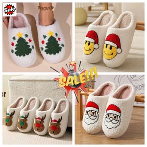 Nouveau Confortable Maison Mignon Dessin Animé Père Noël Hiver Coton Pantoufles Couples Chaud Coton GAI doux Fluffy Maison mignon Noël Designer 36- 45 Elk