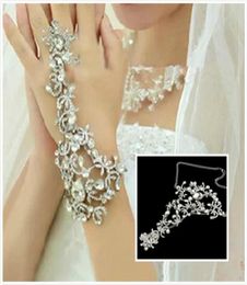 Nieuwe komende mode bruidsarmband bruiloft sieraden kristal strass rhinestones vingerring armband polsband armband Party Prom Jewelry4066241
