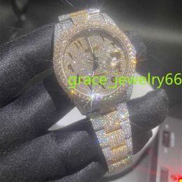 Nieuw aankomend luxe blingbling mechanisch horloge vvs ijskoud moissanite polshorloge