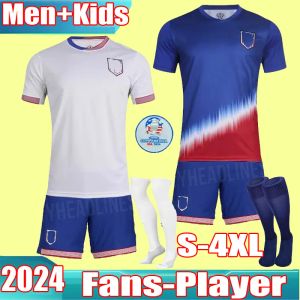 Nuevo equipo nacional USAS PULISIC Soccer Jerseys 2024 2025 Copa América 24/25 Home Away Kids Camisetas de fútbol Hombres Versión del jugador SMITH MORGAN