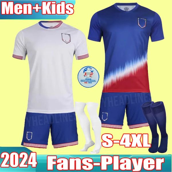 Nouvelle équipe nationale à venir USAS PULISIC Soccer Jerseys 2024 2025 Copa America 24/25 Home Away Kids Football Shirts Hommes Player Version SMITH MORGAN