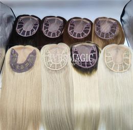 Nuevo stock de stock Balayage Color Virgin Human Hair Toppers Mono con base de trama abierta para mujeres periodistas7879207