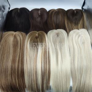 Nouveau Stock à venir Balayage couleur vierge cheveux humains Toppers peau cuir chevelu Base pour perte de cheveux femmes