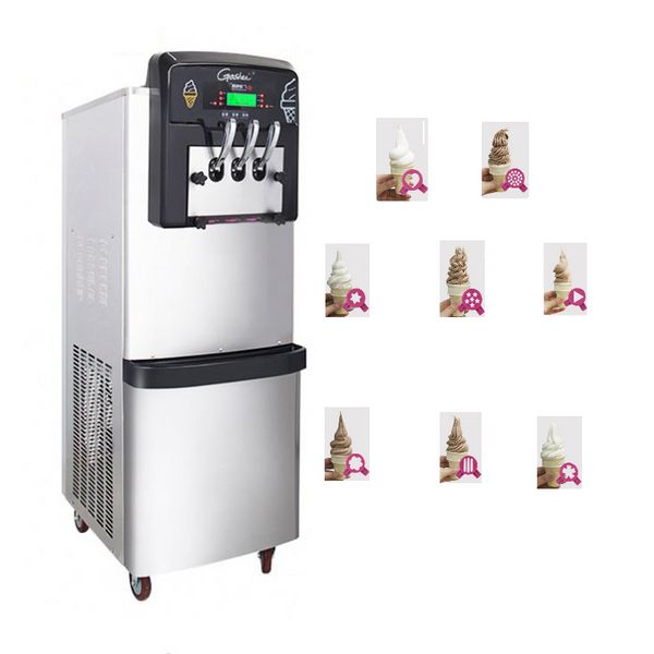 Nouvelle Machine commerciale de petit pain de crème glacée roulée Machine de crème glacée frite 7 jours sans nettoyage système froid Vertical 8 formes