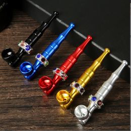 Otros accesorios para fumar Tubo de aleación de aluminio con varilla de cigarrillo multicolor de diamante juego de cigarrillos de metal en stock al por mayor, conveniente y desmontable para la limpieza