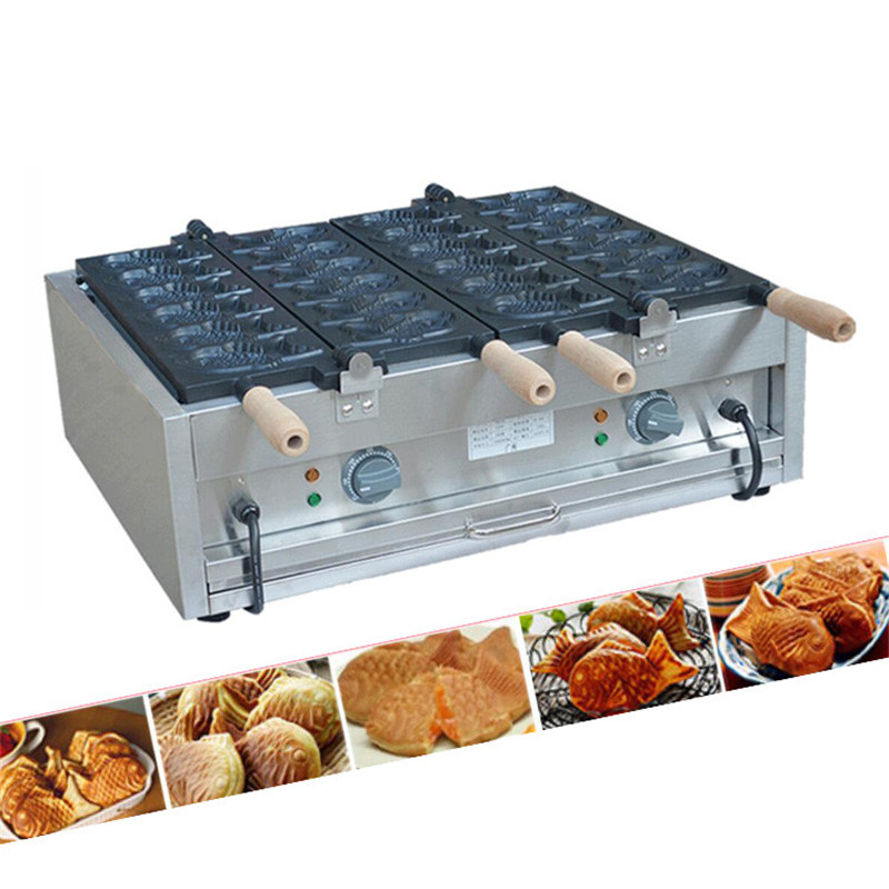 Elektrisk taiyaki gör maskin matbearbetning kommersiell taiyaki våffla tillverkare industriell fiskform kakmaskiner