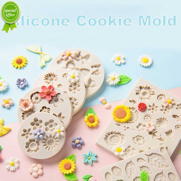 Nouveau Cookie Silicone Moule Dessin Animé Coeur Fleur Feuilles Majuscules Arcs Forme Chocolat Biscuit Gâteau Décoration Outils DIY Fondant Formes