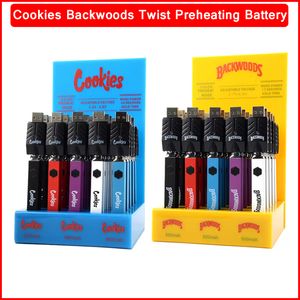 Nouveaux Cookies Backwoods Square Préchauffer VV Batterie 500mah Kit de chargeur de batterie tension variable VV Préchauffer Bud Touch 510 fil Vape Pen Cartouche Vaporisateur