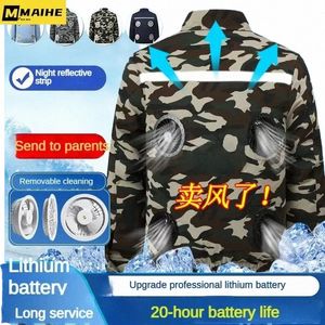 Nieuwe Cool 4 Fan Jas heren Ijs Jas Usb Air-cditiing Pak Koeling Zomer Vissen Warmte Protecti Camoue werkkleding l3wP #